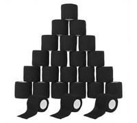 MUNTE 24 Pièces Bandage Autoadhésif 5 cm x 4,5 m, Bande Cohesive Noir, Bande Strapping Adhésif en Tissus Non Tissés, Auto-adhésif Strapping Cheville, Convient aux Poignets, Chevilles, Genoux