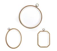 MUNTE 3 Pièces Cercle Broderie en ABS, Tambours à Broder Imitation de Grain de Bois, Tambour Broderie avec Boucle de Suspension, pour le Point de Croix, la Couture, L'artisanat
