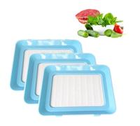 MUNTE 3 Pièces Plateaux de Conservation des Aliments, Empilable Boite a Jambon pour Refrigerateur, Food Preservation Tray Bleu, avec Film TPU, pour Conserver Légumes et Viande