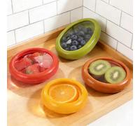 MUNTE 4 Pièces Silicone Fruit Storage, Réutilisable Boîte à Fruits | Boite Conservation Avocat en ABS, convient à Divers Ingrédients Tels que les Avocats, les Citrons, les Tomates et les Oignons