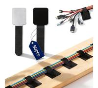 MUNTE 50 Pièces Sangles Auto-adhésives, Réutilisables Cable Management Noir