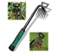 MUNTE 6 Dents Désherbeur Manuel 36 cm, Arrache Mauvaises Herbes avec Une Houe à Forme de Faucille, Râteau de Désherbage avec Poignée en Acier, pour Désherber Les Jardins, Balcons et Pots de Fleurs