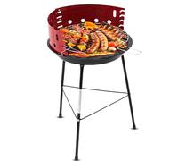 Muntel Barbecue au charbon de bois, Ø 37 cm, trépied, barbecue, barbecue à charbon pour barbecue, camping, terrasse, barbecue de pique-nique, barbecue avec protection contre le vent, barbecue rond
