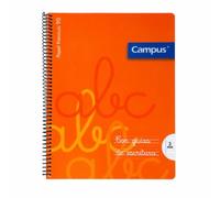 MUNTRADE Cahier À Spirale Campus Orange Avec Guides | Réglure 3 mm