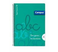 MUNTRADE Cahier À Spirale Campus Turquoise Avec Guides | Réglure 3 mm