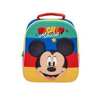 MUNTRADE Sac à Dos Enfant 3D Mickey Mouse Multicolore | Sac à Dos Scolaire avec Fermeture Éclair pour Crèche, Excursions et Voyages | Design à Rayures Vert Bleu Rouge et Jaune