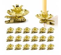 MUNUOSIKEJI Lot de 20 Portacandele per Albero di Natale a Clip in Metallo - Design Vintage Oro - Con Para-goccia e Giunto Regolabile per Rami fino a 1,5 cm e Candele Ø 1,5 cm