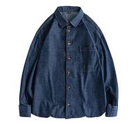 Munweiyu Chemise en jean surdimensionnée pour homme - Infroissable - Style japonais - Chemise cargo - Manches longues - Coupe ample - Chemise en denim - Chemise à manches longues - Cowboy - Chemise de