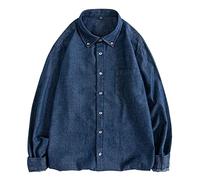 Munweiyu Chemise en jean surdimensionnée pour homme - Infroissable - Style japonais - Chemise cargo - Manches longues - Coupe ample - Chemise en denim - Chemise à manches longues - Cowboy - Chemise de