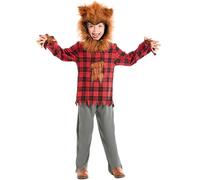 Munweiyu Costume d'Halloween pour enfant - Loup-garou sauvage | Ensemble de 4 pièces, coiffe, haut, pantalon, gants, jeux de rôle, fête, élégant