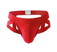 Munweiyu Jockstrap String pour homme Sous-vêtements en coton Slips Thong Jock Strap Sous-vêtements érotiques Sous-vêtements de sport Boxer en coton stretch, O rouge., 3XL