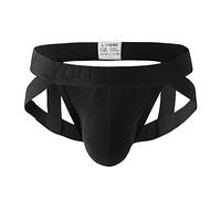 Munweiyu Jockstrap String pour homme Sous-vêtements en coton Slips Thong Jock Strap Sous-vêtements érotiques Sous-vêtements de sport Boxer en coton stretch, O Noir., 3XL