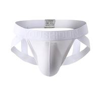 Munweiyu Jockstrap String pour homme Sous-vêtements en coton Slips Thong Jock Strap Sous-vêtements érotiques Sous-vêtements de sport Boxer en coton stretch, O blanc., 3XL