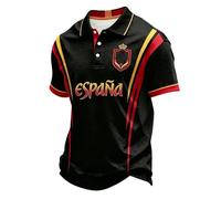 Munweiyu Polo de combat taureau espagnol pour homme, drapeau espagnol, taureau, imprimé 3D, manches courtes, combat bovin, A7 noir, 6XL