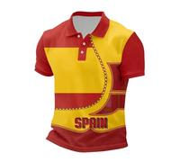 Munweiyu Polo de combat taureau espagnol pour homme, drapeau espagnol, taureau, imprimé 3D, manches courtes, combat bovin, A3 jaune., XL