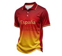 Munweiyu Polo de combat taureau espagnol pour homme, drapeau espagnol, taureau, imprimé 3D, manches courtes, combat bovin, A1 rouge., L