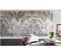 MUNXIN WALLPAPER Papier Peint 3D La Forêt Tropicale Perroquet Dos De Tortue Bambou Palmier Quitte American Pastoral Des Fresques Peintes À La Main Moderne Intissé Décoration Murale