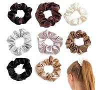 MUNZE 8 Pcs Chouchous Élastiques À Cheveux En Satin Ties Cordes Ch Ouchou Scrunchie Colorés Doux Pour Les Cheveux Pour Filles Femmes, Chou-Chou Satin.