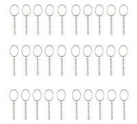 MUNZE Attache Porte Cléf 30 Pièces Anneau Porte Clé Avec Chaîne, Fermoir Mousqueton, Loisir Creatif Kit Porte Clef A Fabriquerpour Porte Clés Et Loisirs Créatifs, Bricolage Bijou(Argent).