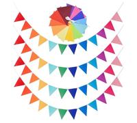 MUNZE Guirlande Fanions Multicolore, 16M /52Ft Guirlande Anniversaire Exterieu Banderole Tissu Anniversaire Décoration Pour Jardin Champetre Baptême Mariage Boheme Festivals Fete.