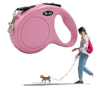 MUNZE Laisses Rétractables Pour Chiens, 1 Pièce Longueur 5M Système Guidage Perfectionné, Ergonomique Pour Animaux Jusqu'À 15Kg (Rose Pet)