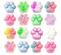 MUNZE Squishy 16 Pièces Patte Chat, Mini Jouets Sensoriels 3,5Cm Couleurs Assorties