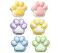 MUNZE Squishy Patte De Chat, Lot De 6 Mini Jouets Sensoriels Ultra-Doux, Pour Décompression, Taille 3,5 Cm, Couleurs Blanc-Rose, Blanc-Jaune, Violet-Blanc, Jaune-Blanc, Vert-Blanc, Bleu-Blanc
