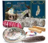 MUOIVG 3 Sauge Blanche Purification à Brûle, Batonnets à Sauge de 12cm et batons Palo Santo, Encens Naturel à bruler Anti Stress méditation, 100% Naturelle pour brûler, Purification