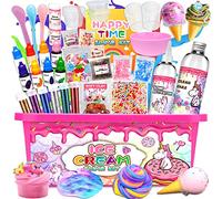 MUOIVG Cadeaux pour Les Filles Slime Kit, Kit de Slime Fluffy pour Les Filles Tout dans Une boîte pour Faire du Slime de Glace: Fluffy, du Beurre, de Nuage et de la Mousse! Jouet Loisir Creatif DIY