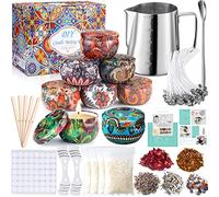 MUOIVG Kit de Fabrication de Bougies de Cire Bricolage, DIY Kit Bougies Parfumées,50 mèches de Bougie,1 Pot de Fabrication,8 boîtes de Pots,56 Autocollants de mèche et 2 Supports