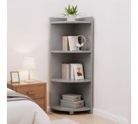 MUOLVSQ Bibliothèque triangulaire en bois massif, étagère de rangement, armoire d'angle posée au sol, salon, chambre à coucher (gris, 4e étage/120 cm)