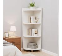 MUOLVSQ Bibliothèque triangulaire en bois massif, étagère de rangement, armoire d'angle posée au sol, salon, chambre à coucher (blanc, 4e étage/120 cm)