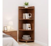 MUOLVSQ Bibliothèque triangulaire en bois massif, étagère de rangement, armoire d'angle posée au sol, salon, chambre à coucher (noyer, 4e étage/120 cm)