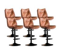 MUOLVSQ Lot de 6 chaises de bar en cuir gris tournantes modernes avec barre de comptage moderne et arrière