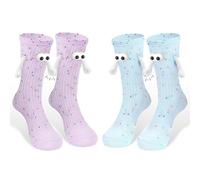 Muorruo 2 paires de chaussettes magnétiques amusantes avec petites mains, chaussettes comiques pour couples, amis, amis proches, cadeaux de fin d'études, chaussettes rigolotes pour couples