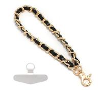 Muorruo Bracelet de Poignet pour Smartphone en métal, lanière Universelle avec Boucle, chaîne Anti-vol pour Smartphone en Cuir, Noir + Or