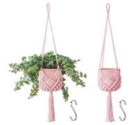 Muorruo Lot de 2 Suspensions pour Plantes avec Motifs, Macramé pour intérieur et extérieur, Adaptées à des Pots jusqu'à 20 cm de diamètre, Rose Clair