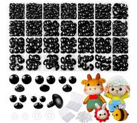 MUOTRRTE Lot de 1000 yeux de sécurité de 6 à 14 mm pour animaux au crochet, en plastique, yeux de sécurité et nez pour crochet avec rondelle, yeux de poupée pour amigurumi, jouets en peluche