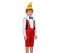 MUOUEAOU Déguisement de Marionnette avec Salopette Rouge pour Enfant - Tenue de Conte de Fées Vintage pour Halloween Spectacle Journée Mondiale du Livre (A,150)