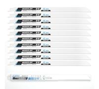 MUOZLOP Lot de 10 lames de scie sabre 300 mm, lame de scie sauteuse 14 TPI pour scie sabre, pour lames de scie sauteuse à métaux (10, 14TPI, 300 mm)