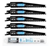 MUOZLOP Lot de 5 lames de scie sabre 150 mm, lames de scie sabre 6/12TPI pour scie sabre, pour bois (5, 6/12TPI 150 mm)