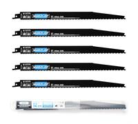 MUOZLOP Lot de 5 lames de scie sabre 300mm- Lames de scie sabre 6/12 TPI - Pour lames de scie sabre à bois/métal (5, 6/12TPI, 300 mm)