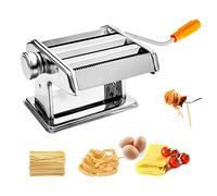MUPAI Laminoir a Pate en Acier Inoxydable Manuelle Machine à Pâtes 6 Épaisseur Réglable pour Tagliatelle/Spaghettis/Lasagnes/Ravioles