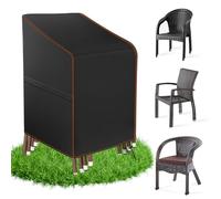 MUPAS Housse de protection pour chaise de jardin en tissu Oxford - Imperméable - Résistante à l'hiver - Pour chaises empilables - Pour meubles de jardin - 65 x 65 x 75/120 cm