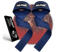 MUPAS Sangle de Tirage Musculation (rembourrées) - Lifting Straps Prof de 58,5 cm - Silicone Antidérapant - Sangles Musculation PFitness, Levage, Gym - Accessoires Salle de Sport (Bleu Marine)