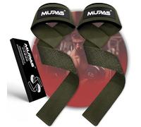 MUPAS Sangle de Tirage Musculation (rembourrées) - Lifting Straps Prof de 58,5 cm - Silicone Antidérapant - Sangles Musculation PFitness, Levage, Gym - Accessoires Salle de Sport (Vert Olive)
