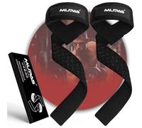 MUPAS Sangle de Tirage Musculation (rembourrées) - Lifting Straps Prof de 58,5 cm - Silicone Antidérapant - Sangles Musculation PFitness, Levage, Gym - Accessoires Salle de Sport (Noir)