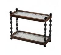 Mupingfenglan Étagère Bois Présentoir Organisateur Compartiment Plateau Double Fonction Structure Solide en Bois Naturel avec Style Rétro Adapté pour Rangement, S