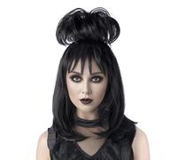 MUPUL Coiffure unique : êtes-vous prête à vous démarquer lors d'une fête costumée d'Halloween ? Ne cherchez pas plus loin que cette perruque de mariée gothique. Avec sa perruque noire classique avec
