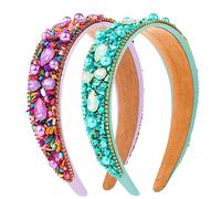 MUQINGWAN Bandeau tendance pour femme, décoration de strass, couleur bonbon, accessoires de fête, accessoires de fête, bijoux (bleu + violet)